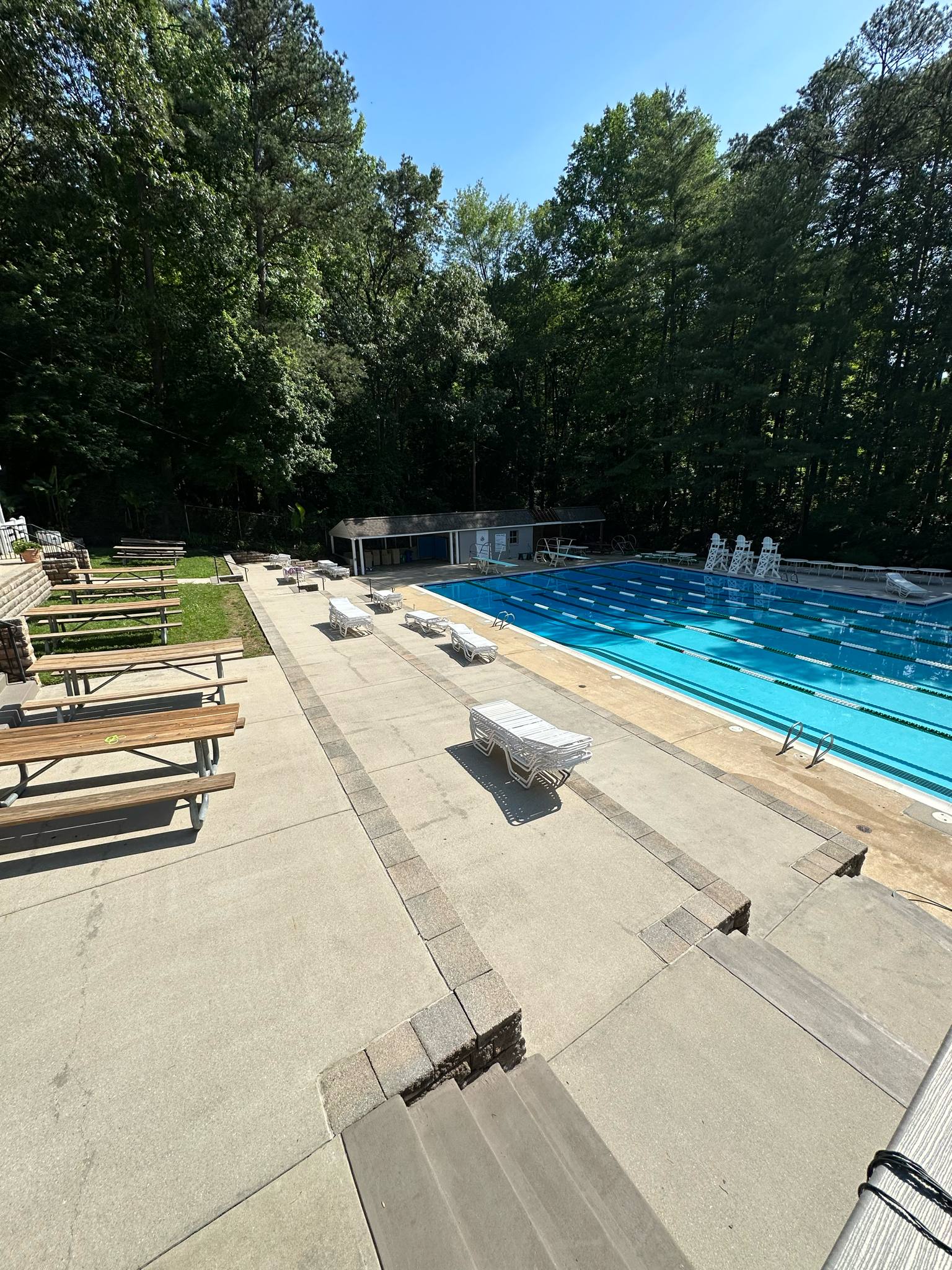 Concrete poolside patio
